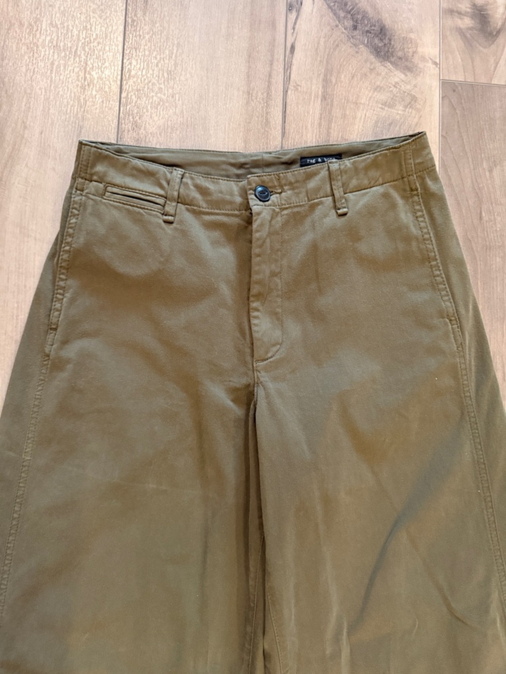 NEW Rag & Bone High Rise Wide Leg Chino Pants Trousers in Olive Color. Size 8. - Picture 14 of 16
